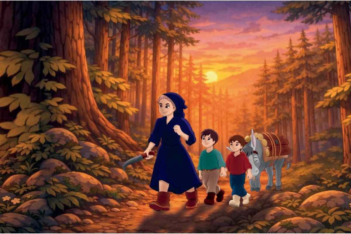 Ilustración del libro Los Cuentos de la Abuela Caloco - la Abuela Caloco en el bosque